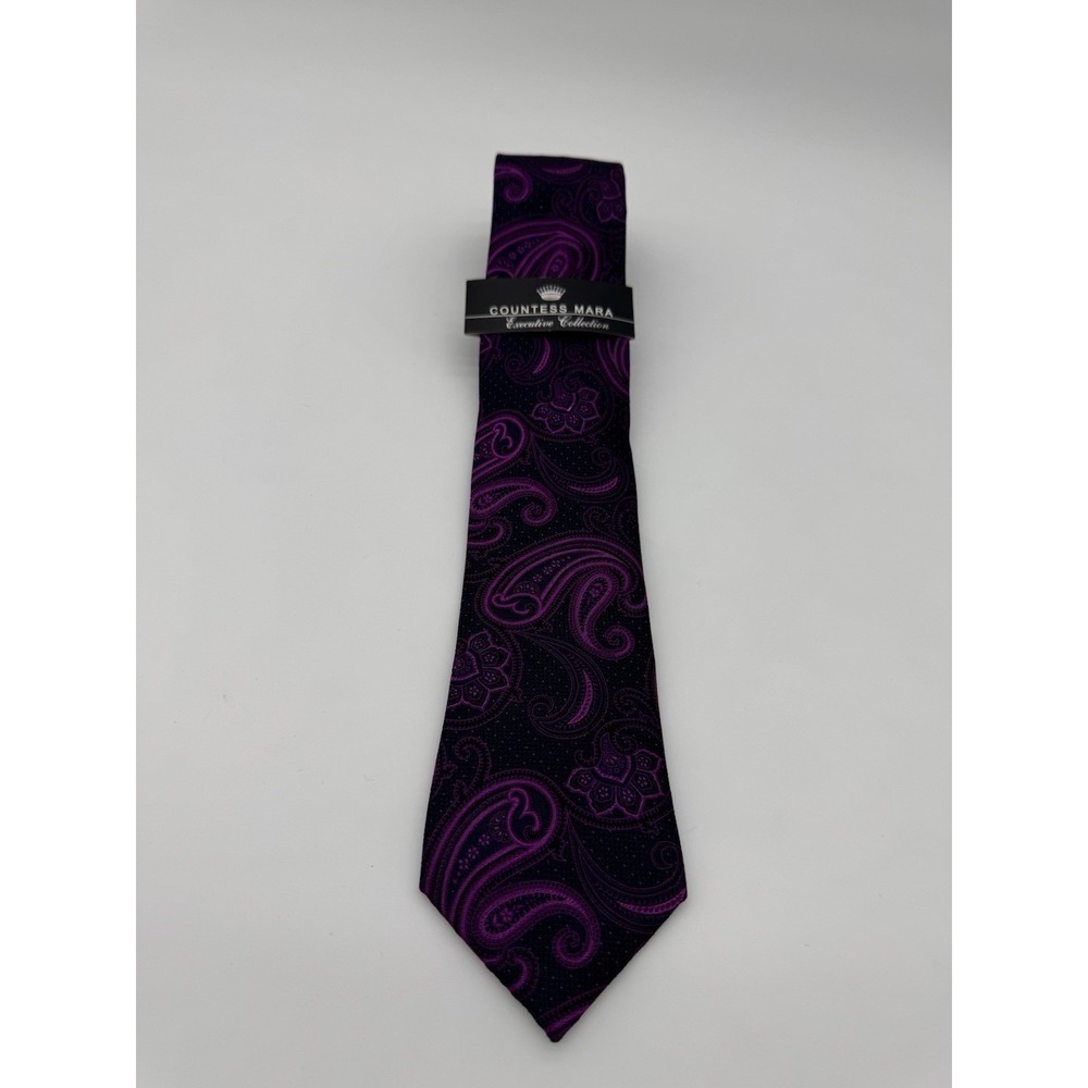 NEW COUNTESS MARA Executive Collection Purple Silk Tie Paisley Floral